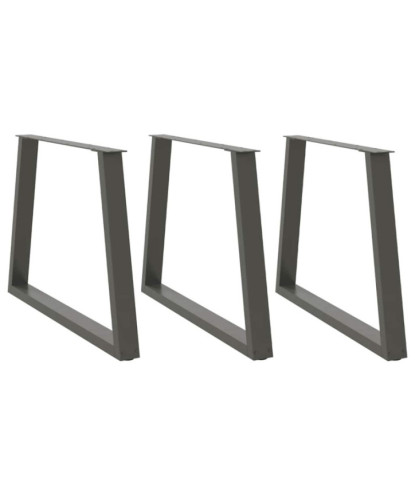 Picioare de masă în formă de V, 3 buc., antracit, 90x(72-73,3) cm, oțel - WOODBB2298