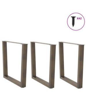 Picioare de masă în formă de V, 3 buc., oțel natural, 80x(72-73,3) cm - WOODBB2301