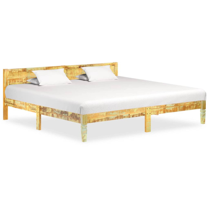 Cadru de pat, 200 x 200 cm, lemn reciclat, cu aspect vintage - WOODBB247 Cadru de pat, 200 x 200 cm, lemn reciclat, cu aspect vintage - WOODBB247