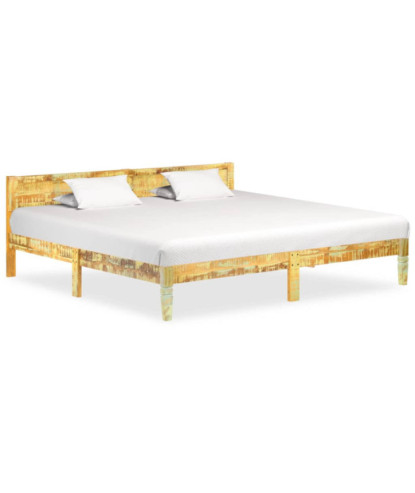 Cadru de pat, 200 x 200 cm, lemn reciclat, cu aspect vintage - WOODBB247