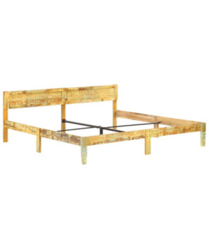Cadru de pat, 200 x 200 cm, lemn reciclat, cu aspect vintage - WOODBB247