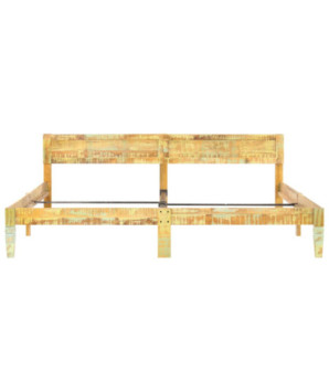 Cadru de pat, 200 x 200 cm, lemn reciclat, cu aspect vintage - WOODBB247