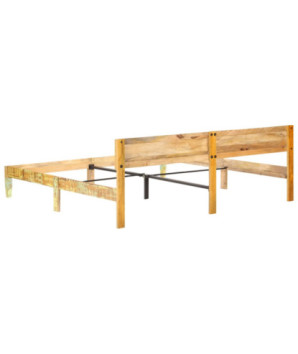 Cadru de pat, 200 x 200 cm, lemn reciclat, cu aspect vintage - WOODBB247