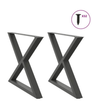 Picioare masă de sufragerie, 2 buc., antracit, 90x(72-73,3) cm, oțel - WOODBB2324