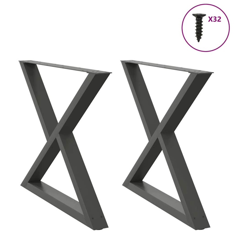 Picioare masă de sufragerie, 2 buc., antracit, 90x(72-73,3) cm, oțel - WOODBB2324 Picioare masă de sufragerie, 2 buc., antracit, 90x(72-73,3) cm, oțel - WOODBB2324