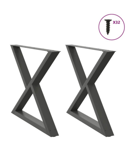 Picioare masă de sufragerie, 2 buc., antracit, 90x(72-73,3) cm, oțel - WOODBB2324