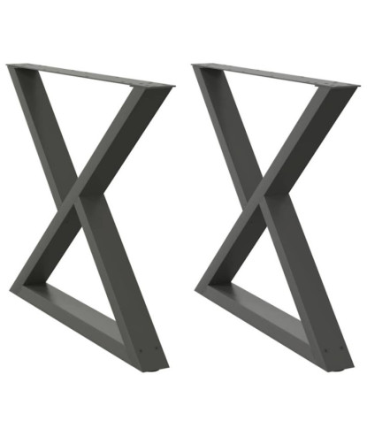 Picioare masă de sufragerie, 2 buc., antracit, 90x(72-73,3) cm, oțel - WOODBB2324