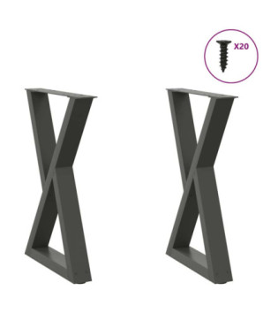Picioare masă de sufragerie, 2 buc., antracit, 60x(72-73,3) cm, oțel - WOODBB2325
