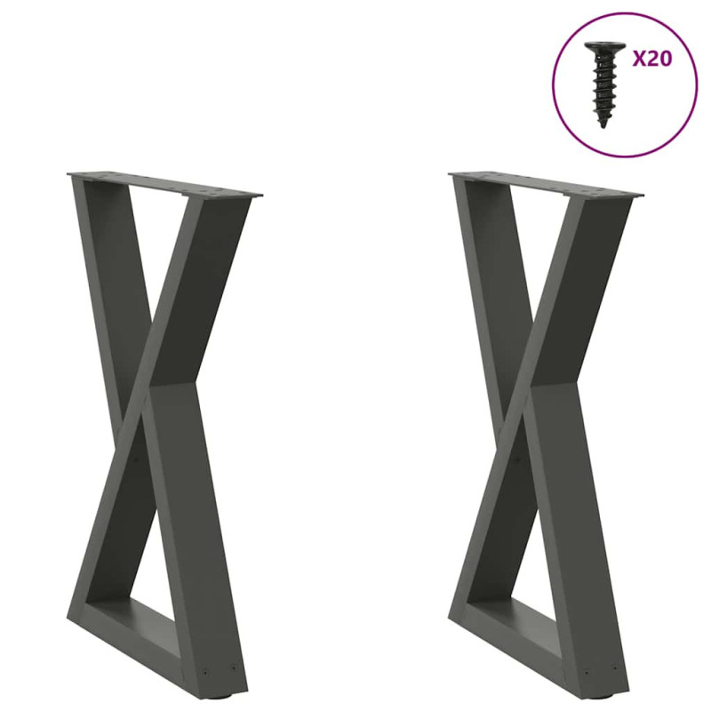Picioare masă de sufragerie, 2 buc., antracit, 60x(72-73,3) cm, oțel - WOODBB2325 Picioare masă de sufragerie, 2 buc., antracit, 60x(72-73,3) cm, oțel - WOODBB2325