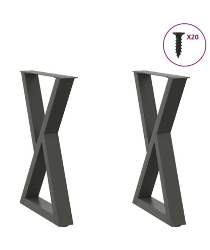 Picioare masă de sufragerie, 2 buc., antracit, 60x(72-73,3) cm, oțel - WOODBB2325