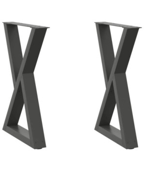 Picioare masă de sufragerie, 2 buc., antracit, 60x(72-73,3) cm, oțel - WOODBB2325