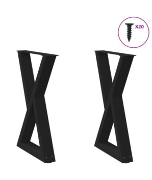 Picioare masă de sufragerie, 2 buc., negru, 60x(72-73,3) cm, oțel - WOODBB2326
