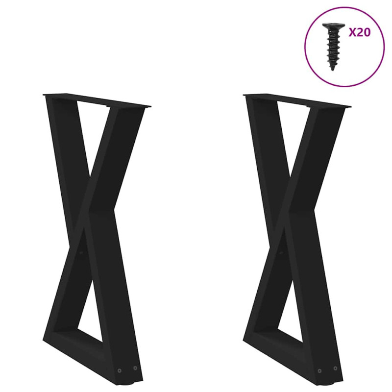 Picioare masă de sufragerie, 2 buc., negru, 60x(72-73,3) cm, oțel - WOODBB2326