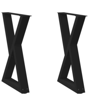 Picioare masă de sufragerie, 2 buc., negru, 60x(72-73,3) cm, oțel - WOODBB2326