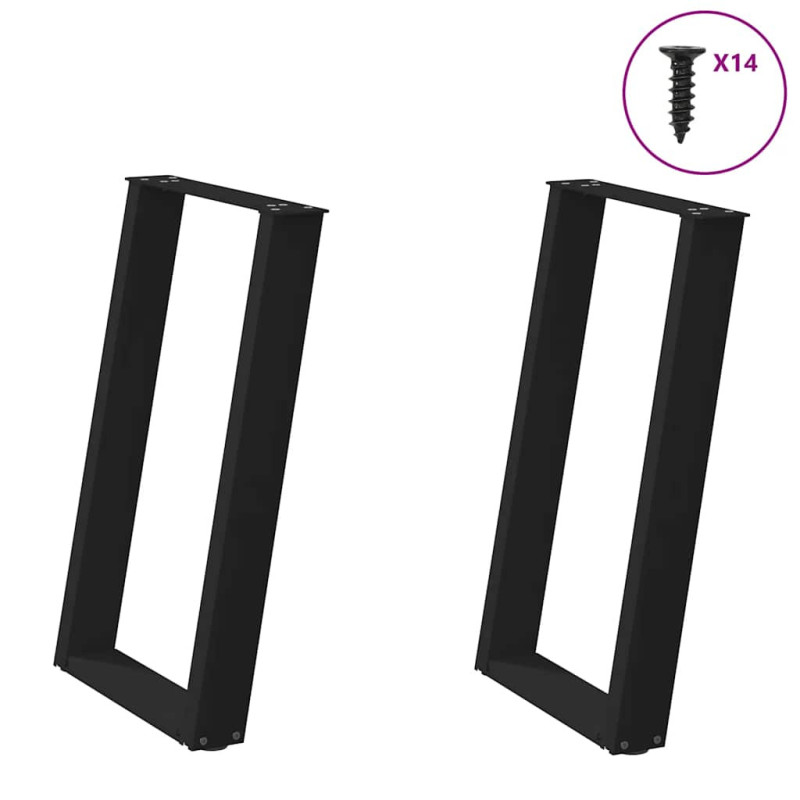 Picioare de masă în formă de U, 2 buc., negru, 60x(72-73) cm, oțel - WOODBB2327