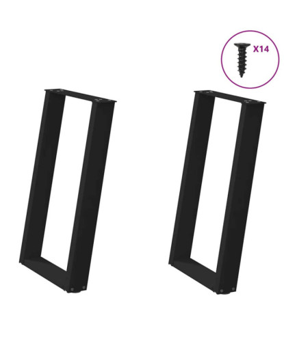 Picioare de masă în formă de U, 2 buc., negru, 60x(72-73) cm, oțel - WOODBB2327