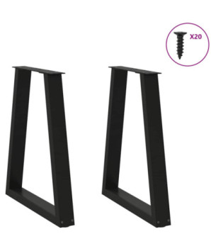 Picioare de masă în formă de V, 2 buc., negru, 60x(72-73,3) cm, oțel - WOODBB2328