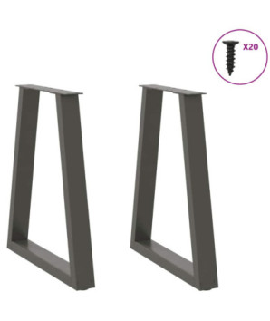 Picioare de masă în formă de V, 2 buc., antracit, 60x(72-73,3) cm, oțel - WOODBB2329