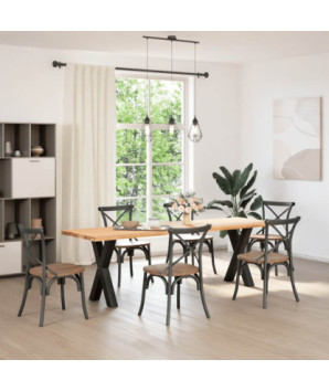 Picioare de masă în formă de X, 2 buc., negru, 60x(72-73) cm, oțel - WOODBB2341