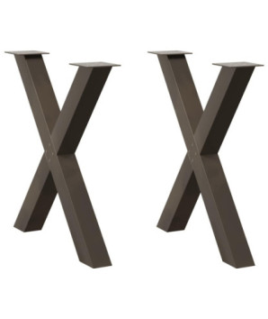 Picioare de masă în formă de X, 2 buc., oțel natural, 70x(72-73) cm - WOODBB2342