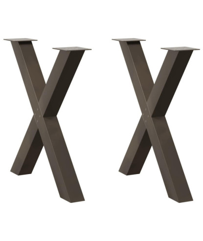 Picioare de masă în formă de X, 2 buc., oțel natural, 70x(72-73) cm - WOODBB2342