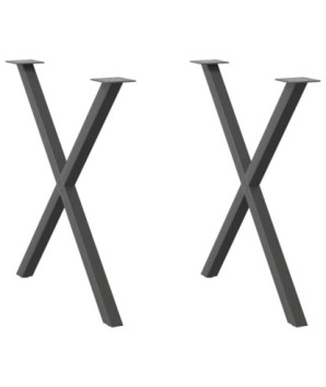 Picioare de masă în formă de X, 2 buc., antracit, 70x(72-73) cm, oțel - WOODBB2343