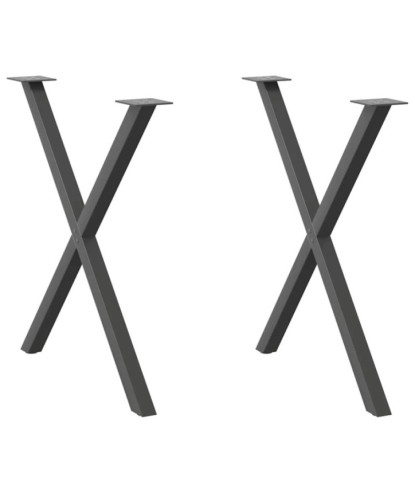 Picioare de masă în formă de X, 2 buc., antracit, 70x(72-73) cm, oțel - WOODBB2343