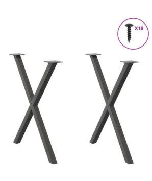 Picioare de masă în formă de X, 2 buc., antracit, 70x(72-73) cm, oțel - WOODBB2343