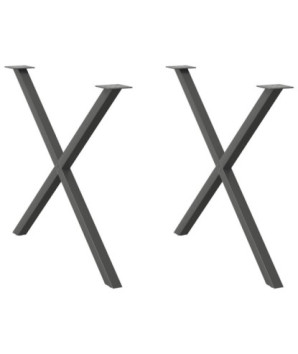 Picioare de masă în formă de X, 2 buc., antracit, 90x(72-73) cm, oțel - WOODBB2344