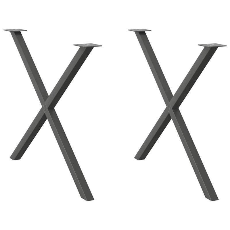 Picioare de masă în formă de X, 2 buc., antracit, 90x(72-73) cm, oțel - WOODBB2344
