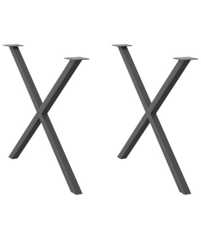 Picioare de masă în formă de X, 2 buc., antracit, 90x(72-73) cm, oțel - WOODBB2344