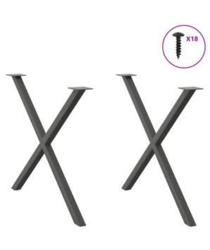 Picioare de masă în formă de X, 2 buc., antracit, 90x(72-73) cm, oțel - WOODBB2344