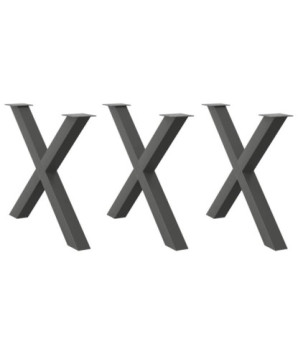 Picioare de masă în formă de X, antracit, 90x(72-73) cm, oțel, 3 buc. - WOODBB2345