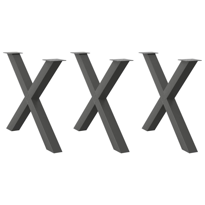 Picioare de masă în formă de X, antracit, 90x(72-73) cm, oțel, 3 buc. - WOODBB2345 Picioare de masă în formă de X, antracit, 90x(72-73) cm, oțel, 3 buc. - WOODBB2345