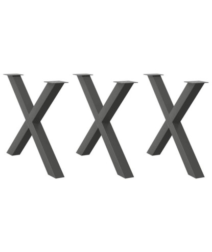Picioare de masă în formă de X, antracit, 90x(72-73) cm, oțel, 3 buc. - WOODBB2345