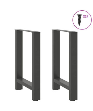Picioare masă de sufragerie antracit, 2 buc., 50x(72-73) cm, oțel - WOODBB2363