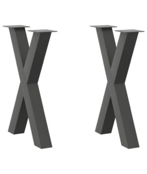 Picioare de masă în formă de X, 2 buc., antracit, 50x(72-73) cm, oțel - WOODBB2366