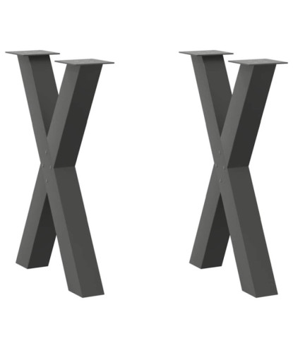 Picioare de masă în formă de X, 2 buc., antracit, 50x(72-73) cm, oțel - WOODBB2366