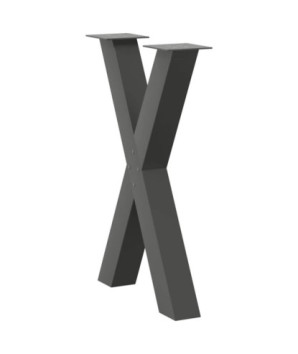 Picioare de masă în formă de X, 2 buc., antracit, 50x(72-73) cm, oțel - WOODBB2366