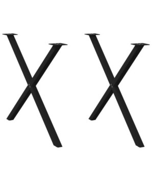 Picioare de masă în formă de X, 2 buc., negru, 90x(72-73) cm, oțel - WOODBB2367