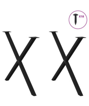 Picioare de masă în formă de X, 2 buc., negru, 90x(72-73) cm, oțel - WOODBB2367