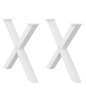 Picioare de masă în formă de X, 2 buc., alb, 90x(72-73) cm, oțel - WOODBB2369