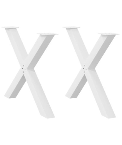 Picioare de masă în formă de X, 2 buc., alb, 90x(72-73) cm, oțel - WOODBB2369