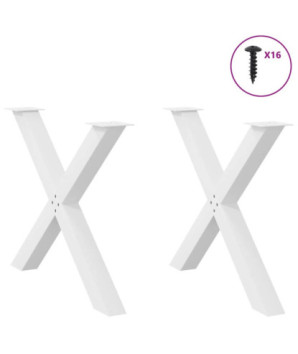 Picioare de masă în formă de X, 2 buc., alb, 90x(72-73) cm, oțel - WOODBB2369