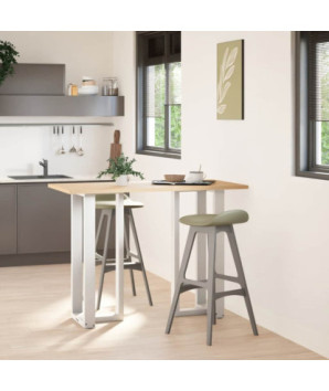 Picioare de masă de bar în formă de T, 2 buc., alb, 40x35x(100-101) cm, oțel - WOODBB2385