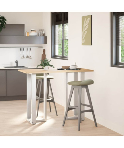 Picioare de masă de bar în formă de T, 2 buc., alb, 40x35x(100-101) cm, oțel - WOODBB2385