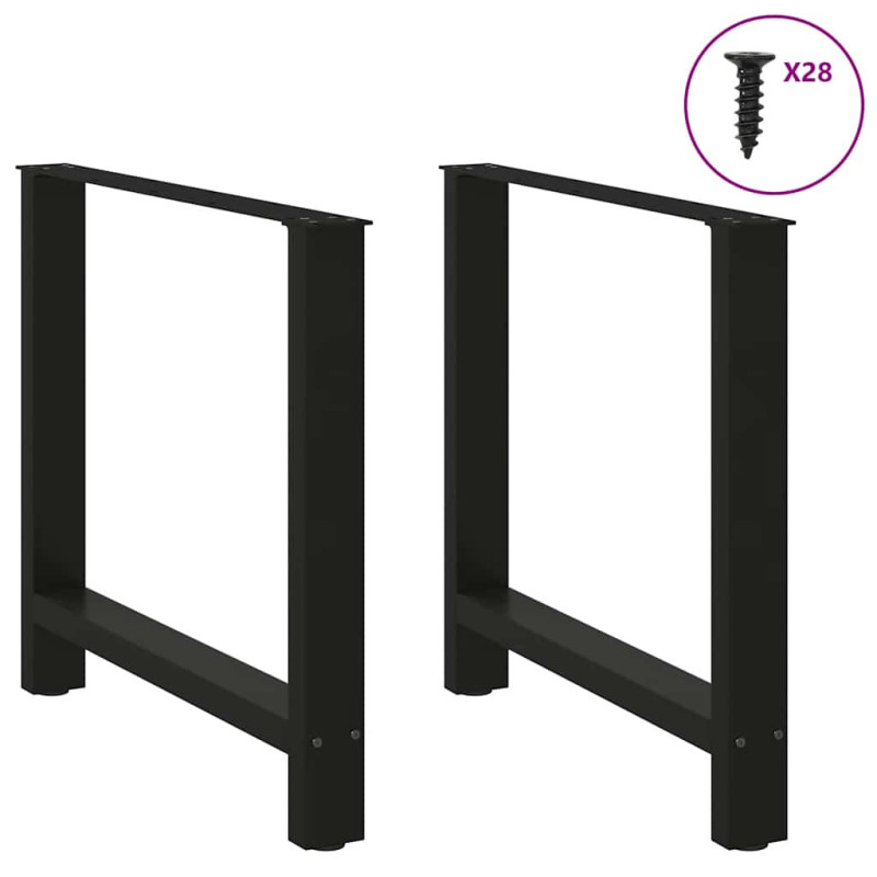 Picioare masă de sufragerie negre, 2 buc., 70x(72-73) cm, oțel - WOODBB2387