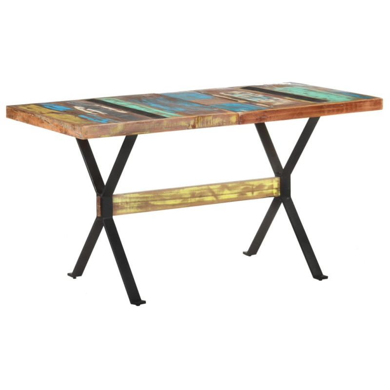Masă de bucătărie, 140 x 70 x 76 cm, lemn reciclat, cu aspect industrial - WOODBB257 Masă de bucătărie, 140 x 70 x 76 cm, lemn reciclat, cu aspect industrial - WOODBB257