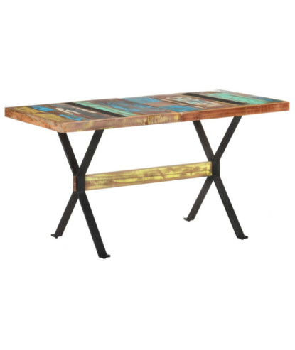 Masă de bucătărie, 140 x 70 x 76 cm, lemn reciclat, cu aspect industrial - WOODBB257