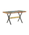 Masă de bucătărie, 140 x 70 x 76 cm, lemn reciclat, cu aspect industrial - WOODBB257 Masă de bucătărie, 140 x 70 x 76 cm, lemn reciclat, cu aspect industrial - WOODBB257